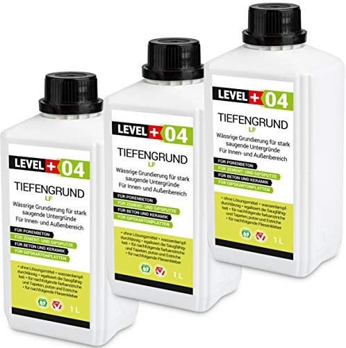 LEVEL PLUS 04 Tiefengrund LF 3L, Grundierung Wand Innen und Außen | Tiefgrund Farben Tapeten, Universal Primer Gebrauchsfertig für saugende Untergründe