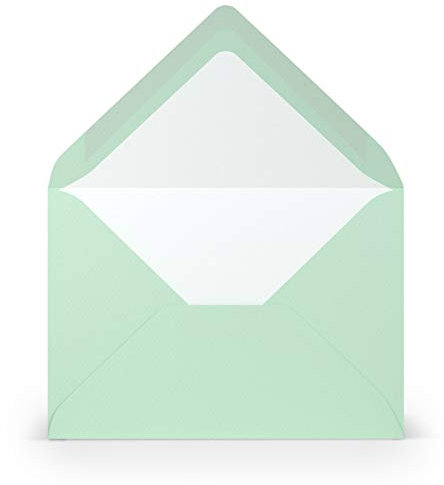 PAPERADO 75 Briefumschläge Mint gerippt Eukalyptus Hell-Grün - 100 g/m² Kuvert Ohne Fenster 11,4 x 16,2 cm - Umschläge mit Nassklebung spitze Klappe