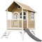 AXI Spielhaus Tom mit Grauer Rutsche | Stelzenhaus in Braun & Weiß aus FSC Holz für Kinder | Spielturm für den Garten.