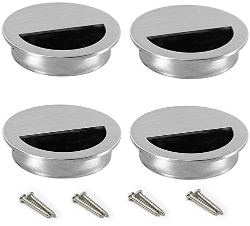 LEZED Griffmuschel Schiebetür Muschelgriff Rund Einlassgriff Verdeckt Möbelgriff Griffmulden Edelstahl Schiebetürgriff für Schubladen Schrank Kleiderschrank Schminktisch Muschel 50mm 4 Stück