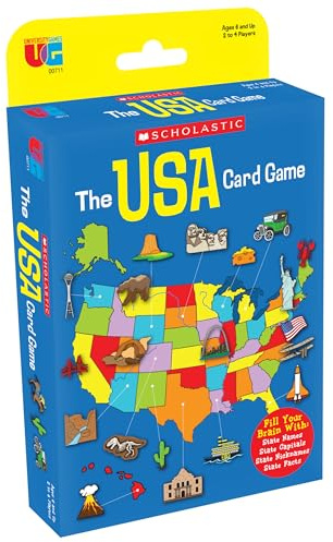University Games, Scholastic USA Travel Card Game, Learn State Capitals and Historic Facts, Great Geography Challenge Card Game for Kids Ages 6 and Up