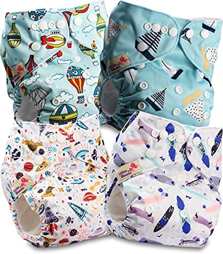 Littles and Bloomz FLP2-0403 Windel, wiederverwendbar, Standard-Popper, 4 Windeln