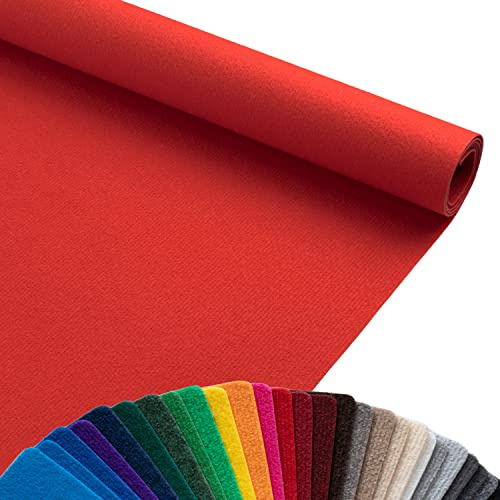 Primaflor Event-Teppich Meterware Dublin - Rot, 1,00m x 4,50m, Viele Farben, Schwer Entflammbarer Hochzeits-Läufer, B1 Messeteppich, Gangläufer