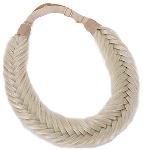 CAISHA Fischgrätenzopf Zopf Haarteil Haarband Stirnband Haarschmuck Geflochten Platinblond HZ304
