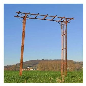 Erhabener Yokohama-Bogen im japanischen Stil Rankhilfe Rosenbogen aus oxidiertem Stahl, 50 x 200 x 240 cm