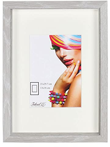 IDEAL TREND 3D Objektrahmen Holz Bilderrahmen Wanddeko Collage Poster Shirt Trikot Rahmen: Farbe: Grau | Format: 50x70