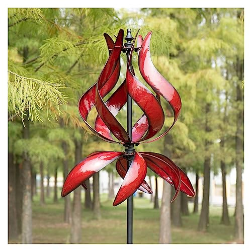 Winwindspinner, Windspiel für den Garten, große Garten-Windskulpturen, Spinner, Tulpenornament, Windmühle für den Außenbereich, Hof, Rasen, Gartendekorationen (48,3 cm B x 224,4 cm H)