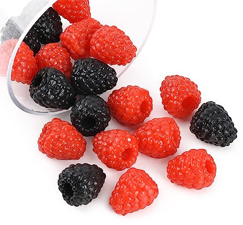 Luckforest 20 frambuesas artificiales de imitación de frambuesas realistas para centros de mesa de boda, cesta, decoración del hogar, cocina, accesorios de fotografía