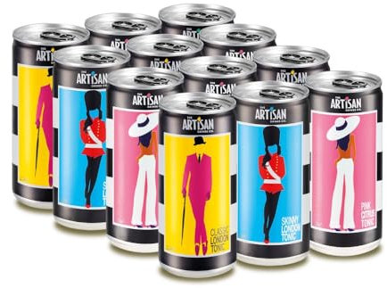 The Artisan Drinks Company Full Range Tonic Water & Mixer Pack - 200mlx12 Bottles - Natural Ingredients Artisan Tonic Water for Gin, Fiery Ginger Beer & Cola - Gin, Vodka, Rum & Tequila Mixers