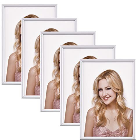 Alishomtll Weiß Bilderrahmen 5er Set, 10x15cm, Fotorahmen mit HD-Acrylglas Bilderrahmen zum Aufhängen/Aufstellen Fotogalerie Display Kunststoffrahmen Set für Mehrere Bilder Fotos, Weiß