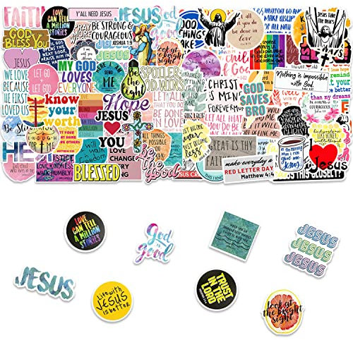 100 Stück Jesus-Aufkleber, Christliche Vinyl-Aufkleber, Wasserdicht für Laptops, Koffer, Skateboards, Kühlschränke, Wasserflaschen