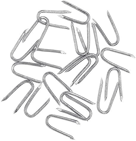 OMOTOOL Wire Fencing Galvanised Staples (300 pcs)，Chicken Wire Fencing Staple Horseshoe Nail Set - Securely Attach Chicken Wire Netting Wire Mesh to Fences or Posts