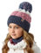 Smarilla Mädchen Wintermütze Strickmütze mit Schlauchschal Winterset Gr. 52-54, Größe: 52-54, Farbe: Blau-Altrosa-Creme