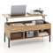 COSTWAY Lift Up Top Coffee Table, Wooden Lifting Cocktail Center Table with Hidden Storage Compartment, Open Shelf and Metal Legs, Adjustable Rectangular Accent Sofa Side Tea Table for Living Room