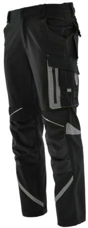 KEILOR Pantaloni da Lavoro Flessibili Uomo con Tasche per Ginocchiere | Resistenti e Confortevoli | Ideali per Lavori Pesanti | Pantaloni da Lavoro Uomo Unisex (Nero/Grigio, 58)