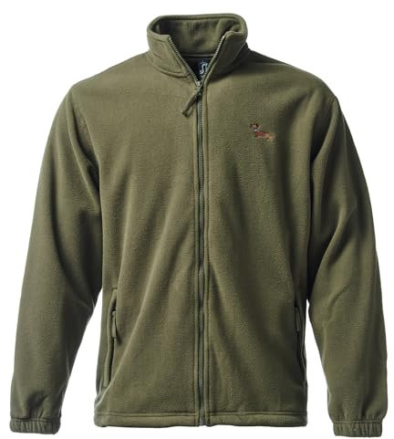 Baddery Gassi Fleece Jacke Herren & Damen : Dackel - Fleecejacke - Geschenk für Hundebesitzer, Hundeliebhaber & Jäger (Fleecejacke Army 3XL)
