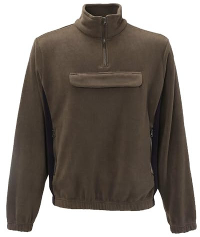 fratelliditalia.org Felpa Maglia Maglione Pile Bicolore Verde con tascone Marsupio sul Petto Abbigliamento Caccia