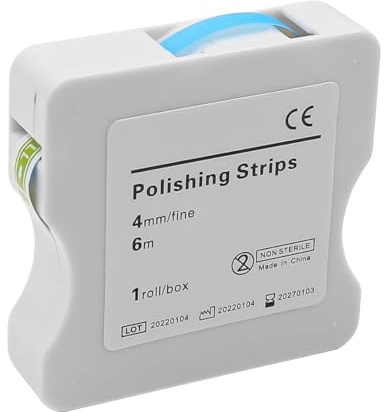 Alnicov Papel de Lija Dental Tiras de Pulido Dental 4 mm de Ancho 6 m/Rollos/Caja, Papel de Lija Dental Herramientas de Lijado interdental para pulir los Dientes