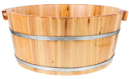 POPETPOP Cubo De Madera Para Baño De Pies - Bañera De 36 Cm Para Remojar - Cuenco De Pedicura - Spa Para Masaje - Barril Lavabo