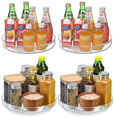 DAJAVE 4 Platos giratorios para frigorífico, Organizador de Platos giratorios Lazy Susan, Plato Giratorio 360°, Organizador para latas y Especias, Armario de Cocina (2 x