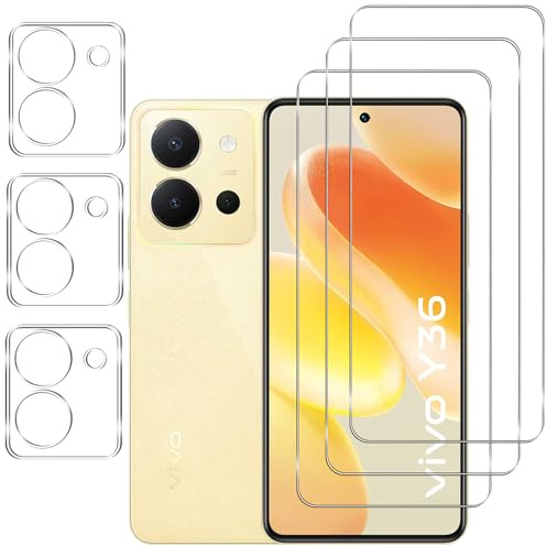 KELOLIN [3+3 Stück für VIVO Y36 4G für Panzerglas Schutzfolie und Kamera Schutzfoli, 9H Härte, Anti-Kratzen, Anti-Bläschen, HD-Klar Bildschirm Schutzfolie für VIVO Y36 4G