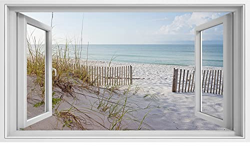 islandburner Prime Bild auf Leinwand Fensterblick Dünenlandschaft Strand und Ozean bei So Bilder Wandbilder Poster