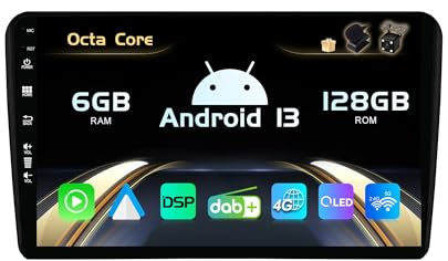 SXAUTO『Built-in 4G Dab』Android 14-6G+128G Autoradio para Audi A3 8P 8PA S3 RS3 (2003-2013) - CarPlay/Android Auto - Cámara + Mic - Dual Band WiFi 360-CAM Volante Fast-Boot HDMI -QLED 9 Pulgada 2 DIN
