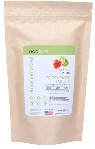 Zahnpasta Tabletten - Erdbeere Kiwi | Nano Hydroxylapa Zahnpasta Tabletten Kautabletten | Fluoridfrei l 350 Tabs