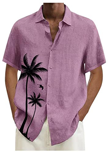 Shirt Manche Courtes Homme Chemise Verte Homme Chemise en Lin Homme Chemise Rose Homme Chemise Été Homme Chemise Blanche Chemise D Ete Homme Vêtements Homme Tshirt Manche Rose M