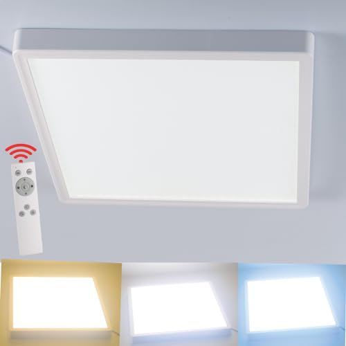 Etrogo LED Plafón Regulable 24W 2400lm 2700K 4000K 6500K con Mando a distancai CRI 85 Impermeable IP44 adecuado para Dormitorios, Salas de estar, Habitaciones Cocinas, Baños (1 Pieza- Cuadrada)