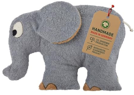 Efie XL-Kuscheltier Elefant – Bio-Spielkissen ca. 45×30 cm – KBA-Baumwolle & kbT-Schurwolle – handgefertigt in Deutschland – GOTS-Zertifiziert