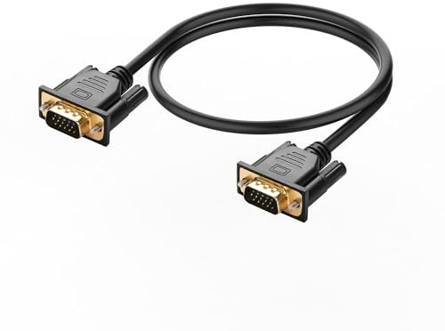 PNGKNYOCN VGA a VGA Cable,0.5M VGA 15 pin 1080P Full HD Macho a Macho Monitor Cable adaptador de vídeo para ordenador PC Monitor portátil TV Proyector y más (0.5M)