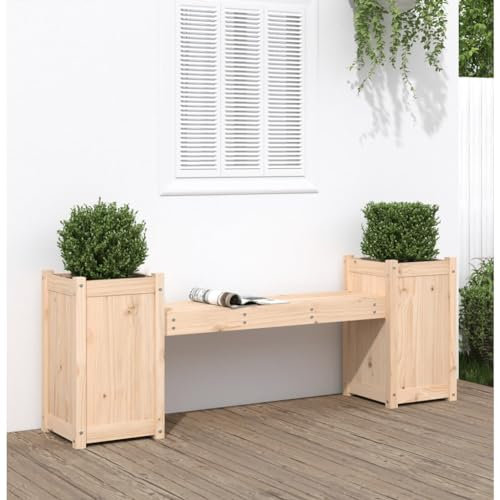 KLYEON Gartenbank mit Pflanzkübeln 180x36x63 cm Massivholz Kiefer,2in1Gartenbank aus Kiefernholz mit Pflanzkübeln Sitzgelegenheit und Blumenbeet für Ihre Terrasse Terrassen Sitzmöbel