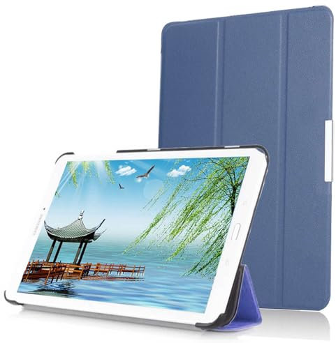 Funda para tablet Samsung Galaxy Tab A de 9,7 pulgadas (SM-T550 SM-T555) 2015 para Samsung Galaxy Tab A P550 P555 Smart Slim Light Hard Shell Trifold Stand Tablet Cover con función de encendido y