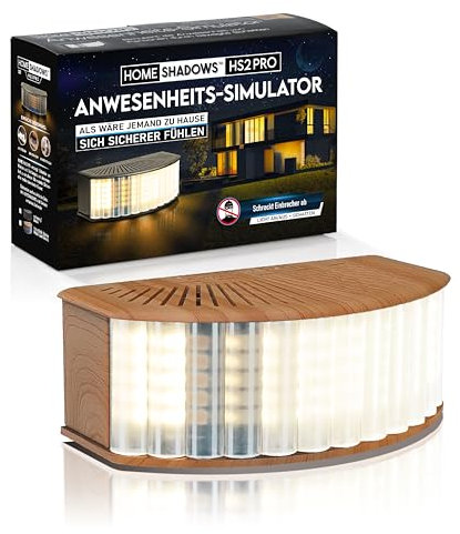 Home Shadows Anwesenheitssimulator HS2Pro - Einbrecher Abschreckung und Einbruchschutz durch Licht und Schatten, Holz-Optik-Buche