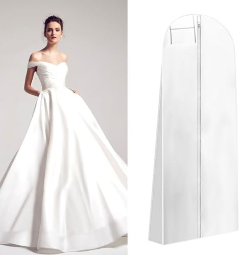Custodia Porta Abito da Sposa 180cm,Anti Polvere Porta Abito da Sposa con Cerniera, sacchetti per indumenti, per Abiti da Sposa, Abiti da Sera o Cappotti Lunghi