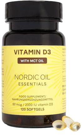Vitamin D3 mit 1000 IE pro Tagesdosis | 120 vegane Kapseln mit Cholecalciferol für 8 Monate Vorrat | Sonnenvitamin für Immunsystem, Knochen, Zähne & Muskeln | Laborgeprüft & made in EU | Nordic Oil