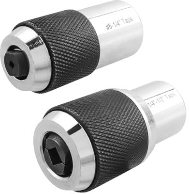 Bestgle 2Pcs Screw Tap Socket Set, 3/8 Square Drive Extraction Tool with Adjustable Jaws Socket Adapter Taps Reamer Screw Extractor Fit #6 to 1/2 Taps