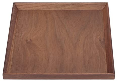 Qukaim Tea Tray Black Walnut Serving Tray, Medium Square Wooden Tray for Tea, Fruit, Cheese, Wine, or Meals, Simple Fashion Design, 30 x 30 cm