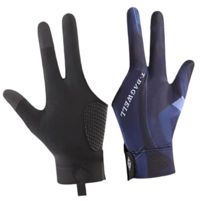 rockible 3-Finger Pool Handschuhe rutschfeste, 3 Finger Snooker Gloves Wear-Resistant, Billiard Pool Cue Gloves Non Slip, Offene DREI Finger Pool Handschuhe Leicht, Blaue Rechte Hand