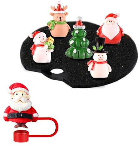 Nombre para accesorios de tapa de taza, funda de silicona 3D de Papá Noel para Stanley de 40 onzas, vasos de tapa de Navidad