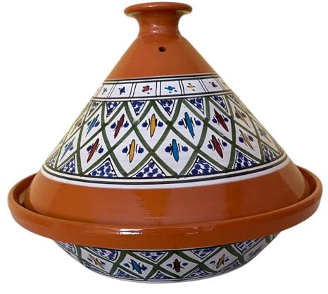 La Maison Unique: Tajine Terre cuite Marocaine Tunisienne Diamètre 32 cm Cocotte Pression Avec Couvercle Plat Ethnique Marocain Cuisine Santé - Qualité Premium - Vert