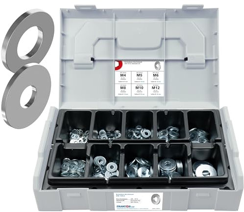 FRANTOS L-BOXX Mini DIN 125 A und DIN 9021 Unterlegscheiben Sortiment, 960 tlg. (Stahl verzinkt) - Sicherungsscheiben Beilagscheiben Scheiben Set