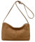 Mabecol Damen Umhängetasche aus weichem Wildlederimitat, Verstellbare Schultertasche mit Reißverschluss, Kompakte Crossbody Tasche, Handtasche für Frauen (Lichtbraun)