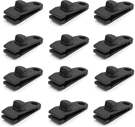 Langaelex 12 Stück Tarp Clips Set, Planenspanner Zeltclips Markisenklemme für Camping, Picknick, Wandern