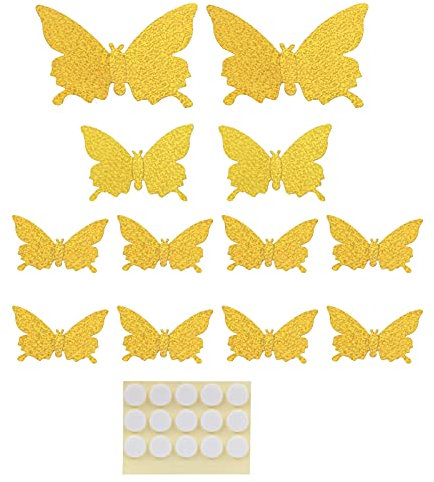 12 Teile/satz dreidimensionale Aufkleber Simulation Flash Wallpaper Wohnzimmer Hochzeit Wandkunst für Zuhause (Glitzergold)