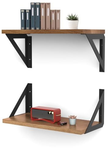 SPOROOT Schwarze Regalwinkel 20 cm, 4er Set,Metall Schwerlastträger 90° für Wandmontage, Tragkraft bis 70 kg,für Werkstatt,Garage und Home Office