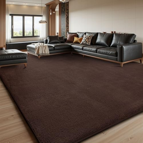 Treeboy Large Rugs Living Room 240x300cm Washable Carpet Rug for Bedroom | Coffee Thick Area Rugs,Anti Slip No Shedding Soft Fluffy Rug,Modern Low Pile Shaggy Bedside Carpets for Kids Bedroom Nursery