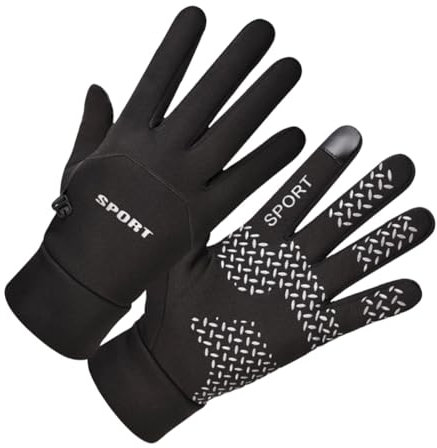 FOMIYES 1 Paar wasserdichte Winterhandschuhe für Outdoor Aktivitäten Touchscreen Fähige Fingerhandschuhe mit Rutschfester Handfläche Warmem Futter für Radfahren Klettern und Wandern