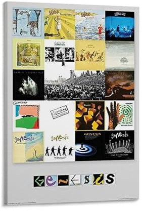 LITTPU Genesis Albumcover-Collage-Poster, Vintage-Musik-Kunstdruck, Rockband, Wanddekoration, Retro-Kunst für Zuhause, einzigartiges Geschenk für Musikliebhaber, klassisches Album, Kunstwerk, Geschenk